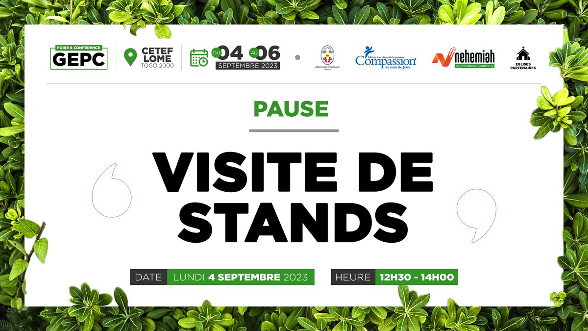 CompassionTg's tweet photo. 🔴 Foire & Conférence #GEPC - Jour 1 https://t.co/Th63yEiHH0