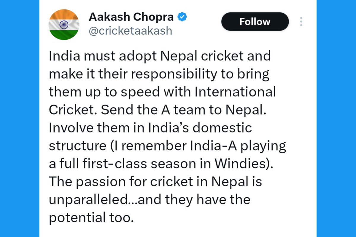 cricnepal's tweet photo. Indian commentator Aakash Chopra speaks about Nepal cricket. 🗣️ 🇳🇵 https://t.co/kq3bTeNlb9