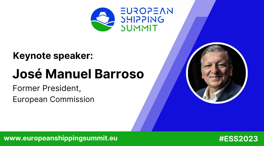 📢Breaking News📢José Manuel Barroso – former European Commission President  to deliver keynote at the European Shipping Summit 2023!  We look forward to having Mr. Barroso share his insights and perspective on shipping and European security at #ESS2023! #AllHandsOnDeck