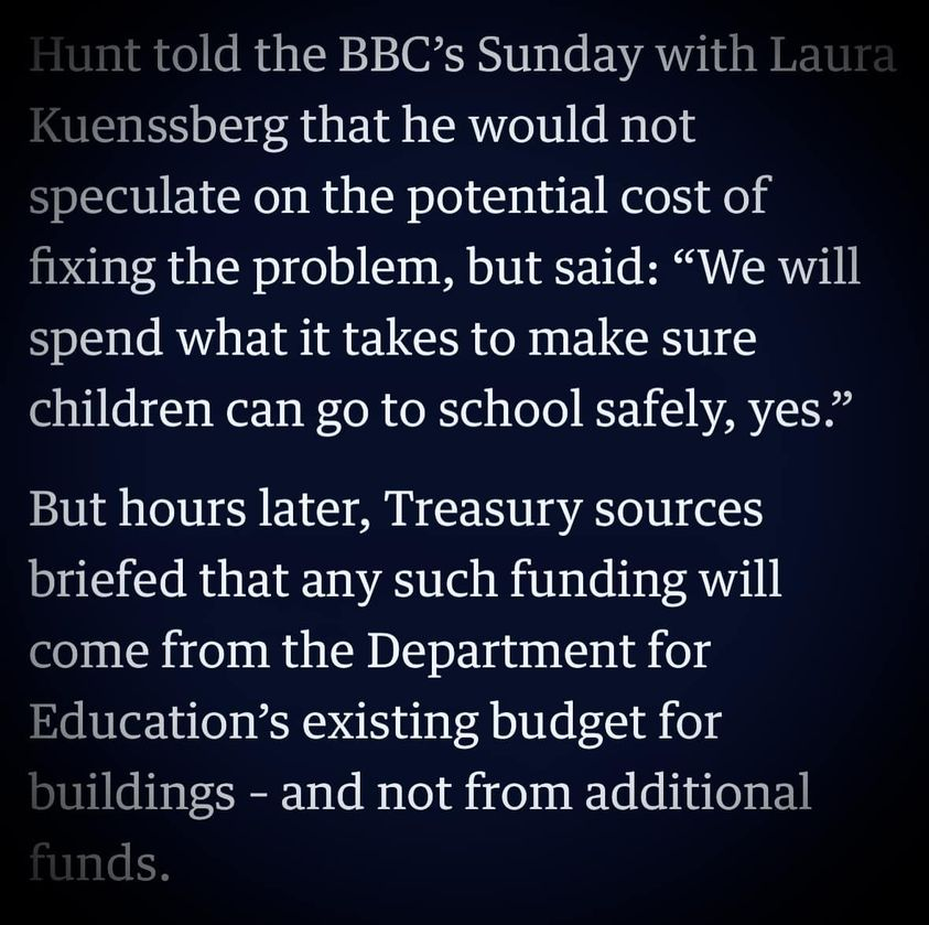 Officials got funding to rebuild 100 schools/year, but sought to double it to 200 in the 2021 Spending Review. But the then Chancellor @RishiSunak halved it instead to just 50 schools. #RAAC #RAACandRuin #SchoolSafety #schools #crumblingconcrete