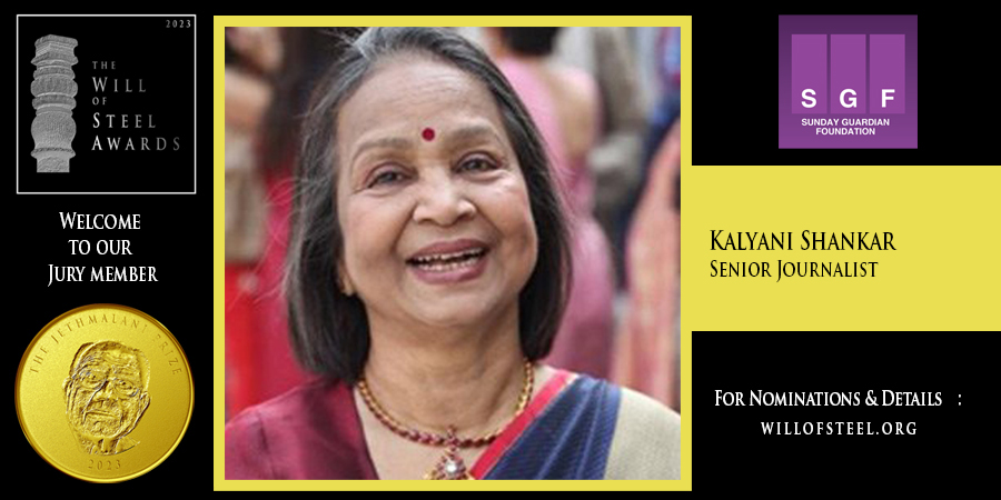 Proud to have Kalyani Shankar <a href="/kalyanishankar/">kalyani  shankar</a> on the Will of Steel Awards Jury to decide on the world's biggest prize in journalism.

Details &amp; Nominations: willofsteel.org