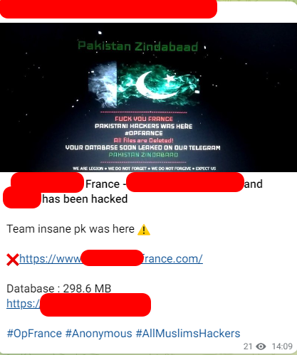 _SaxX_'s tweet photo. [🚨🚨CyberAlert, Vague massive d'attaques actuellement contre la France🇫🇷]

Mettez à jour vos sites utilisant des CMS et particulièrement #wordpress.

Hasard du calendrier, rentrée des classes, annonces politiques, ... quoi qu'il en soit, une cohorte de différents groupes de pirates, script kiddies, hacktivistes, cyber-opportunistes s'attaquent actuellement à la France au travers de "victimes collatérales" ! Des sites de particuliers, de petites entreprises qui n'ont rien demandés mais qui permettent d'amplifier l'attaque et les messages idéologiques, de propagande derrière !

Alertez vos clients, partenaires et redoublez de vigilance !

Sur l'heure qui vient de s'écouler, plus d'une 60aine de sites tournant avec le #CMS #wordpress ont été piratés ! On retrouve dans la liste, quelques sites qui ont été entièrement dépouillés de leurs données, la base de données effacée et les données publiées sur le clearweb !

Certainement que l'#ANSSI publiera un bulletin d'alerte dans les heures à venir.

En attendant redoublez de vigilance et pensez à faire des sauvegardes !

Cybèrement vôtre,

SaxX

#cyberalert #rentréedesclasses #cybersécurité #deface #webhacking #hacking #abaya  #anonymous