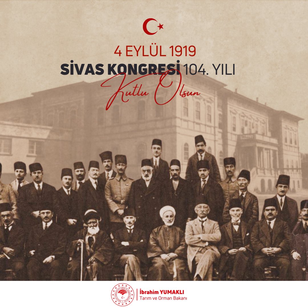 Millet iradesinin işgalcilere karşı yaktığı bağımsızlık ateşinin en önemli dönüm noktalarından olan Sivas Kongresi’nin 104. yılını kutluyor; Gazi Mustafa Kemal Atatürk başta olmak üzere, Millî Mücadele kahramanlarımızı rahmet ve minnetle yâd ediyorum.🇹🇷 #SivasKongresi104Yaşında