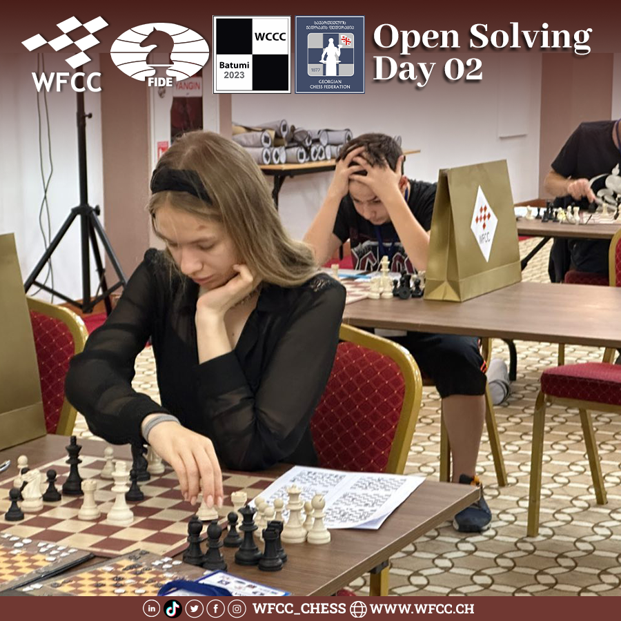 Wfcc_Chess's tweet photo. Open Solving 46th World Chess Solving Championship in Batumi (2-9 September 2023) β β β ββ β β β ββ β β β β #WCCC #Batumi #Georgia #wccc2023 #46wscs #64wccc #WFCC #ISC #chess #chess_composition #chess_solving #chess_problems https://t.co/G7ptxYezjz