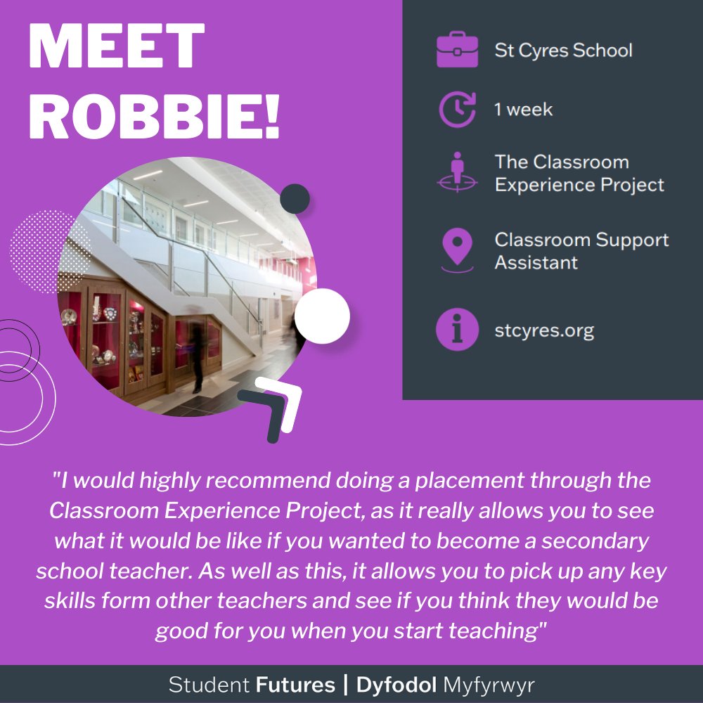 CU Student Futures | Dyfodol Myfyrwyr CU (@cardiffcareers) on Twitter photo Robbie Ashton studied Mathematics <a href="/MathsCU/">Cardiff Uni Maths</a> and secured a 1 week placement via the Classroom Experience Project (CEP) at <a href="/StCyresSchool/">St Cyres School</a>! 📚
Feeling inspired to step into the shoes of a secondary school teacher? 🎓 Learn about the CEP here: cardiff.targetconnect.net/user/placement… Robbie Ashton studied Mathematics <a href="/MathsCU/">Cardiff Uni Maths</a> and secured a 1 week placement via the Classroom Experience Project (CEP) at <a href="/StCyresSchool/">St Cyres School</a>! 📚
Feeling inspired to step into the shoes of a secondary school teacher? 🎓 Learn about the CEP here: cardiff.targetconnect.net/user/placement…
