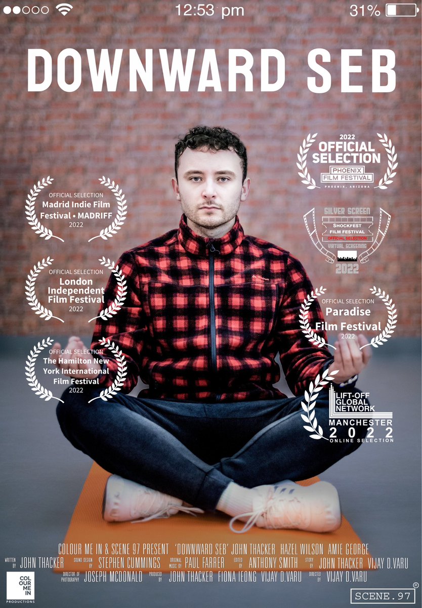 As we end the festival run, it’s exciting to announce that our film Downward Seb, co-produced with <a href="/ColourMeInPro/">Colour Me In Productions</a>, will be available for free online from the 6th September! In the meantime here’s an updated poster.

#DownwardSeb #Scene97 #ColourMeInProductions #FilmMaking