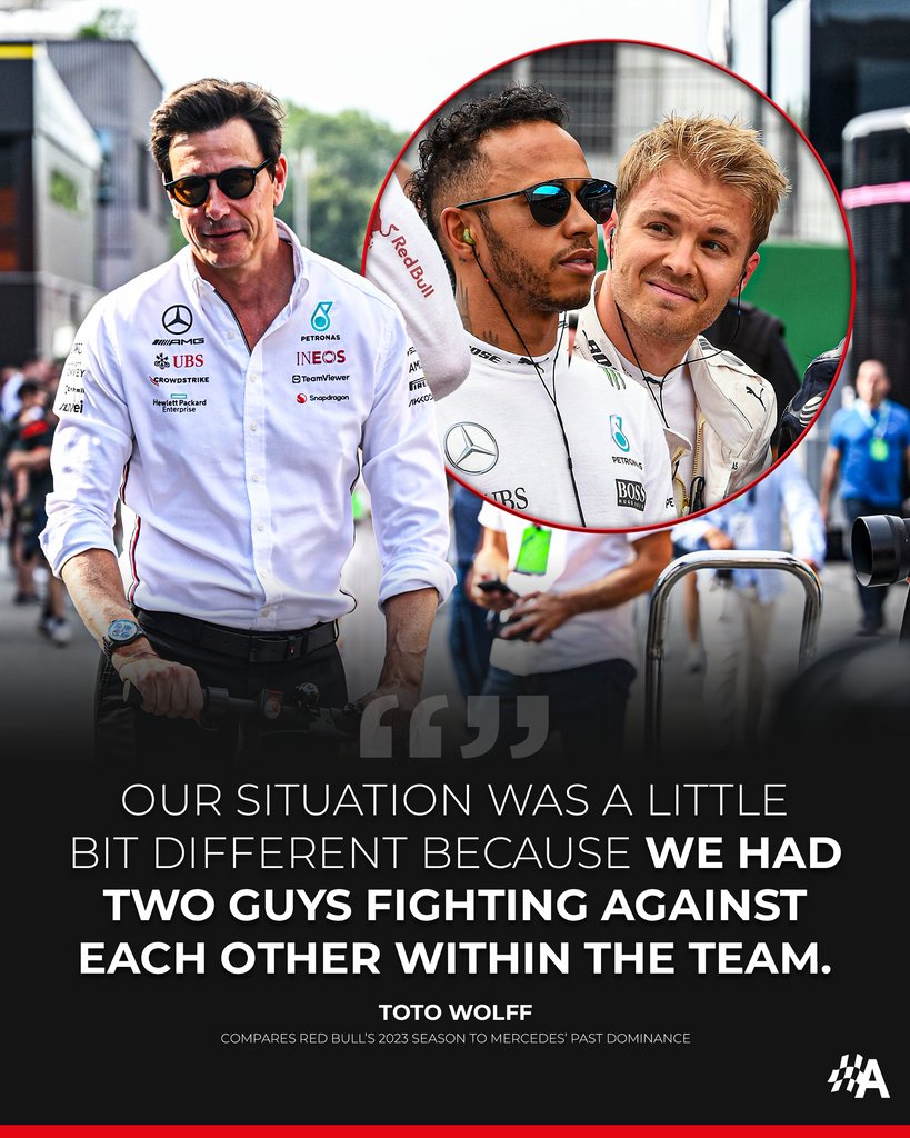 autosport's tweet photo. Toto Wolff gets spicy on Red Bull's current dominant streak, saying it is "a little bit different" to the period of dominance Mercedes enjoyed 👀

Do you agree with the Mercedes #F1 boss? 🤔 https://t.co/UpO85ESpYP