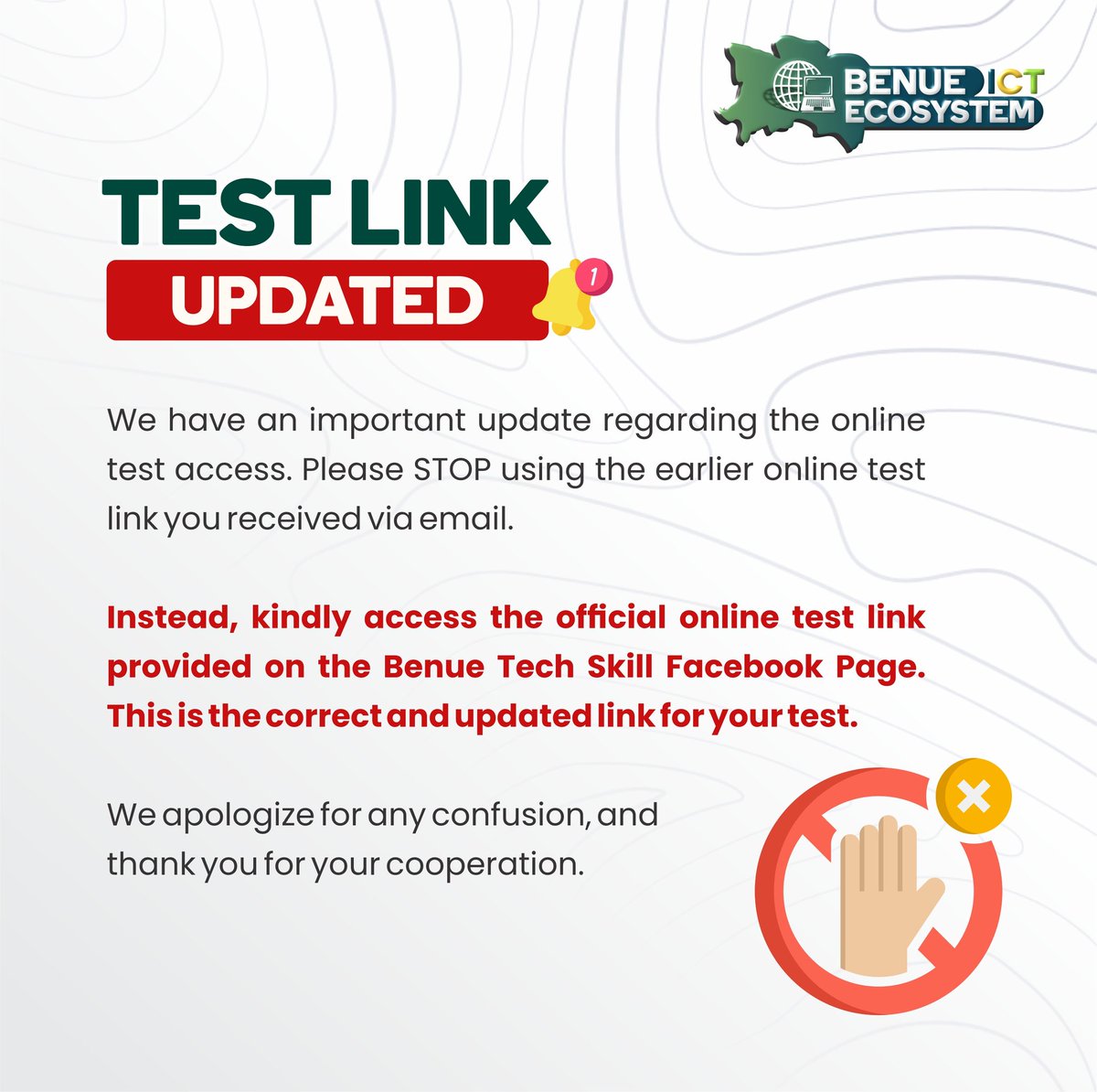 BenueTechSkills's tweet photo. TEST TIMETABLE/TEST LINK UPDATE

Dear Applicants,

Below contains the allocated time for each Course.
📍1-3pm: Digital Marketing &amp; E-commerce ✅
📍3-4pm: Advanced Data Analytics (Posted)
📍4-5pm: Software Development
📍5-6pm: UI UX
📍6-7pm: Frontend Development
1/ https://t.co/w7VJYckLJf