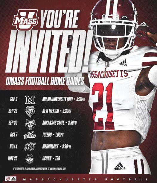 Thank you @UMassFootball for the game day invite, looking forward to watching a game this fall @CoachRoPo @excelnewengland @CoachWNickCC @CoachMartinESA @larrybadaracco