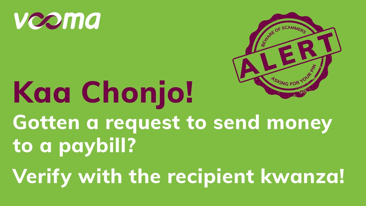 Always verify details with the recipient before pressing send. 

#KaaChonjo