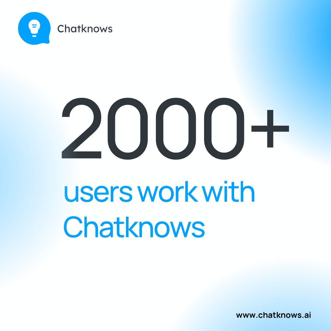 chatknowsai's tweet photo. We're thrilled to announce that over 2,000 users are now collaborating and benefiting from the capabilities of https://t.co/rq7rRewjMg! 🚀🤖

🌐 Discover https://t.co/rq7rRewjMg: https://t.co/39yyzXTtxO

#Chatknows #ChatknowsAI #AI #AIchatbot #chatbot  #ProductivityBoost https://t.co/4ByxCFjGR7