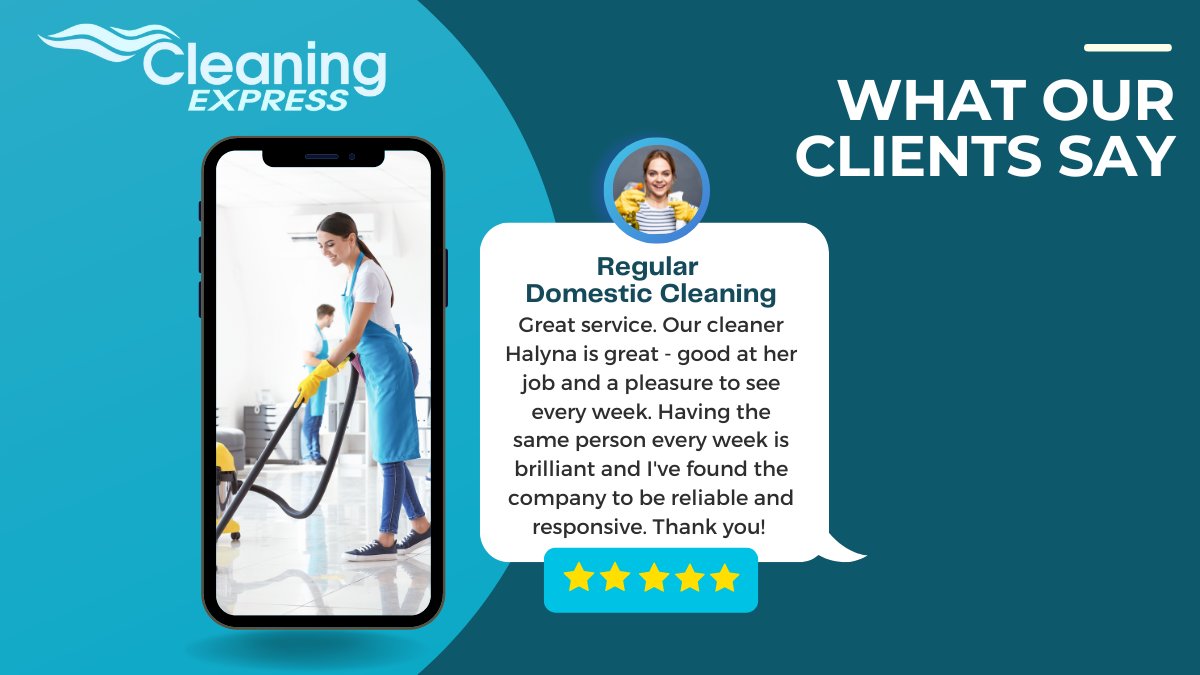 cleaningxpress's tweet photo. These heartwarming testimonials always serve as great reminders why we love what we do.

Witness and experience this highly recommended service yourself. Book a regular domestic cleaning session with Cleaning Express today!

#CleaningExpress #professionalcleaningUK
#HealthyClean https://t.co/LezunYsfaA