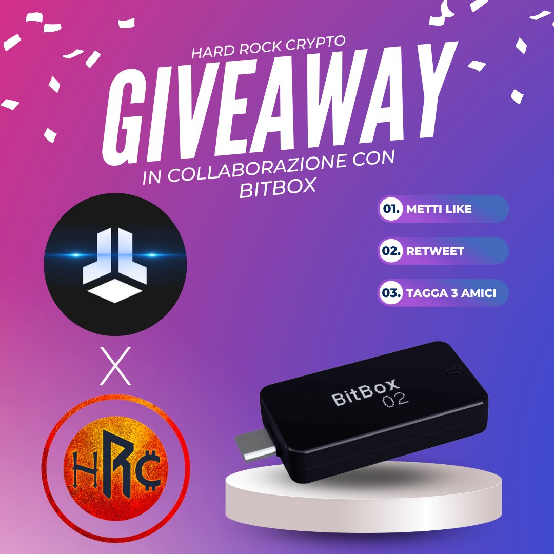 hardrockfreedom's tweet photo. 🔥 BITBOX HARDWARE WALLET GIVEAWAY

🏆 1x BitBox02 Multi Edition

✅Like &amp; retweet di questo post
✅Tagga 3 amici
✅Segui @hardrockcrypto e @BitBoxSwiss qui su 𝕏

⚠️ Deadline Giovedì 7 Settembre ore 09:00 (UTC+2)

P.S. Contatteremo il vincitore in PM qui su 𝕏 per i dettagli. https://t.co/SlxvIrpRQs