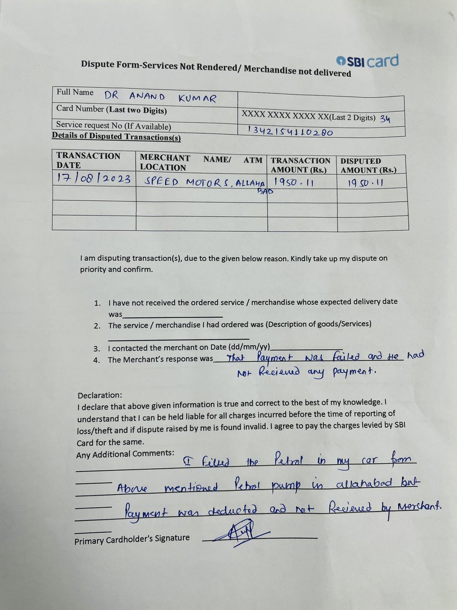 anuplv's tweet photo. @SBICard_Connect @TheOfficialSBI 
Sbi credit card-they deducted money for a failed transaction but not settled when statement is generated. No help from anywhere, don’t go for sbi credit card, you can not connect with customer care. https://t.co/dtcoMu9Qqf