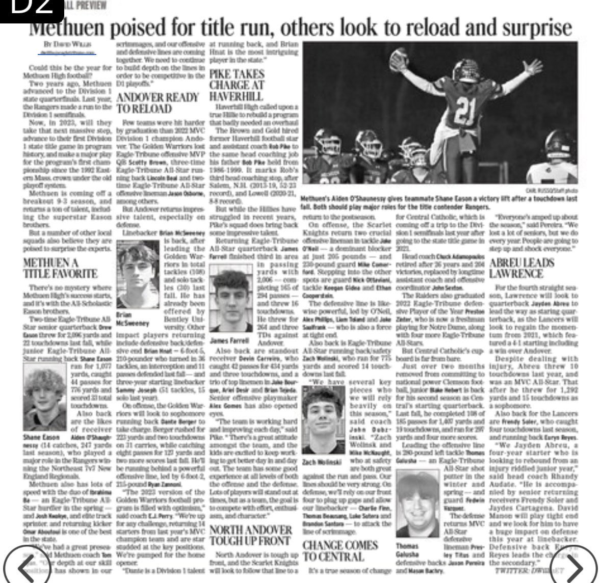 methuensports's tweet photo. Friday Night Lights officially kicks off this Friday (at LS). Here is the football season preview   c/o @DWillisET and @EagleTribSports - Good Luck! https://t.co/9XBx7PkTKb