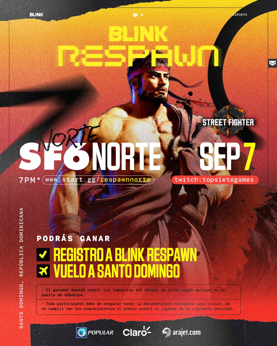 DjOn6FGC's tweet photo. El primer torneo de Road to Respawn es este jueves 7 latam norte.

Recuerden registrarse y compartir el torneo, el mismo tiene que llegar a un mínimo de 32.

Premios: registro y parte del vuelo.
🗒️https://t.co/KoyEfFOuYR

Mexico
Guatemala
El Salvador
Costa Rica
Jamaica

#SF6 https://t.co/J8waPWSONY