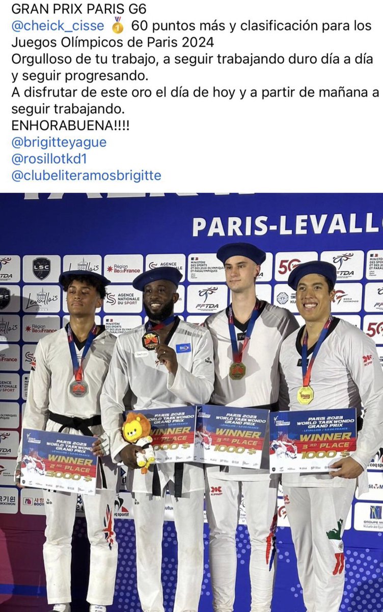 Espectacular trabajo del  <a href="/ClubEliteRB/">Club Ramos&Brigitte</a> de <a href="/ramostaz1/">Juan Antonio Ramos Sánchez</a> y @brigitteyague en Palma. Maestros absolutos de Taekwondo que llevarán a París ya seguro a uno de sus chicos: <a href="/cheick_cisse/">cheick oumar</a> enhorabuena!!
