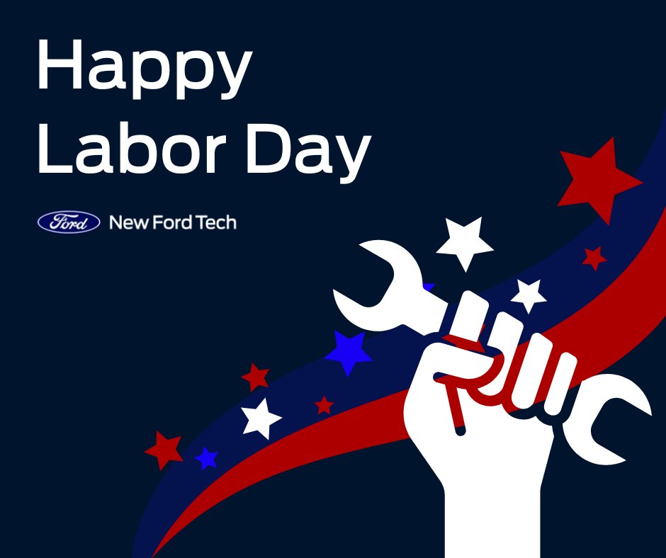 NewFordTech's tweet photo. #HappyLaborDay! Today we celebrate our hard-working Ford &amp; Lincoln technicians that make sure our vehicles stay on the road! Thank you for your skills, knowledge, and everyday work you provide our dealerships!🔧

Interested in becoming an #AutoServiceTech? https://t.co/8h3A85Y9NH https://t.co/pJARef7s3L