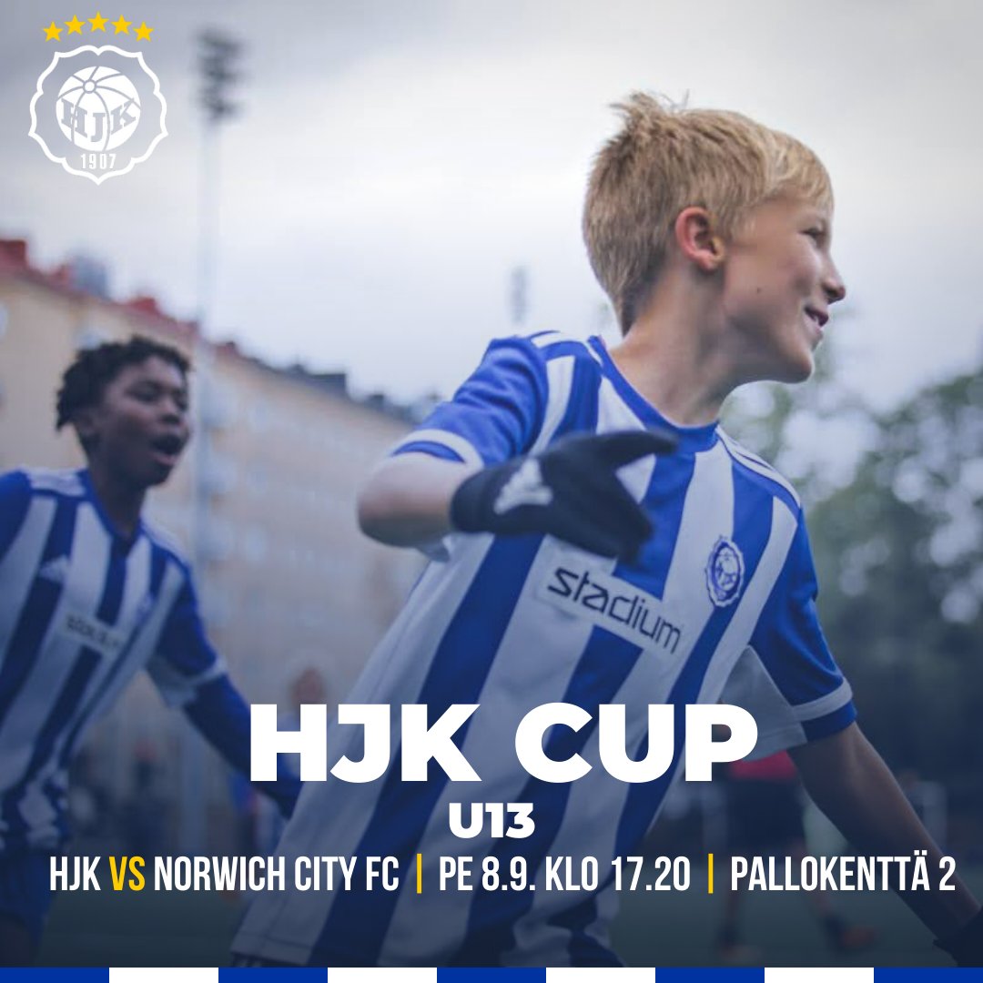 Viikonloppu on täynnä poikien huippujalkapalloa, kun HJK Cup rantautuu Töölöön.🤩

Tule katsomaan, kun suomalaiset suurseurat haastavat Euroopan huippujoukkueet. Esimerkiksi perjantaina HJK kohtaa Norwichin Bolliksella!💪

#HJK #HJKCup