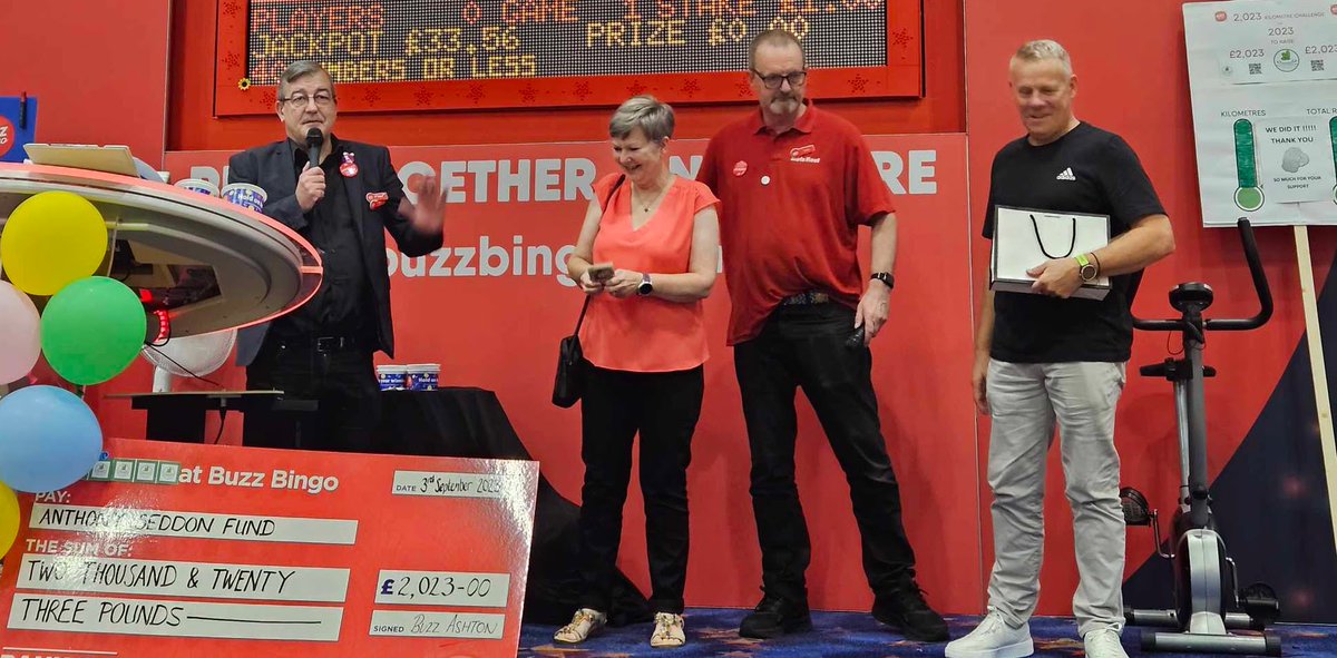 tasfund's tweet photo. π Big thanks to the team at Buzz Bingo in Ashton for hosting Donna & Brian!
Their cycling challenge aimed Β£2,023 by covering 2023km in 2023 for us! π΄ββοΈ
Extra Β£200 raised, and Donna's Β£20 bingo win takes the total to Β£2,268! ππ
#BuzzBingo #Tameside #Fundraising #TASFund https://t.co/DAjcL7VOx3