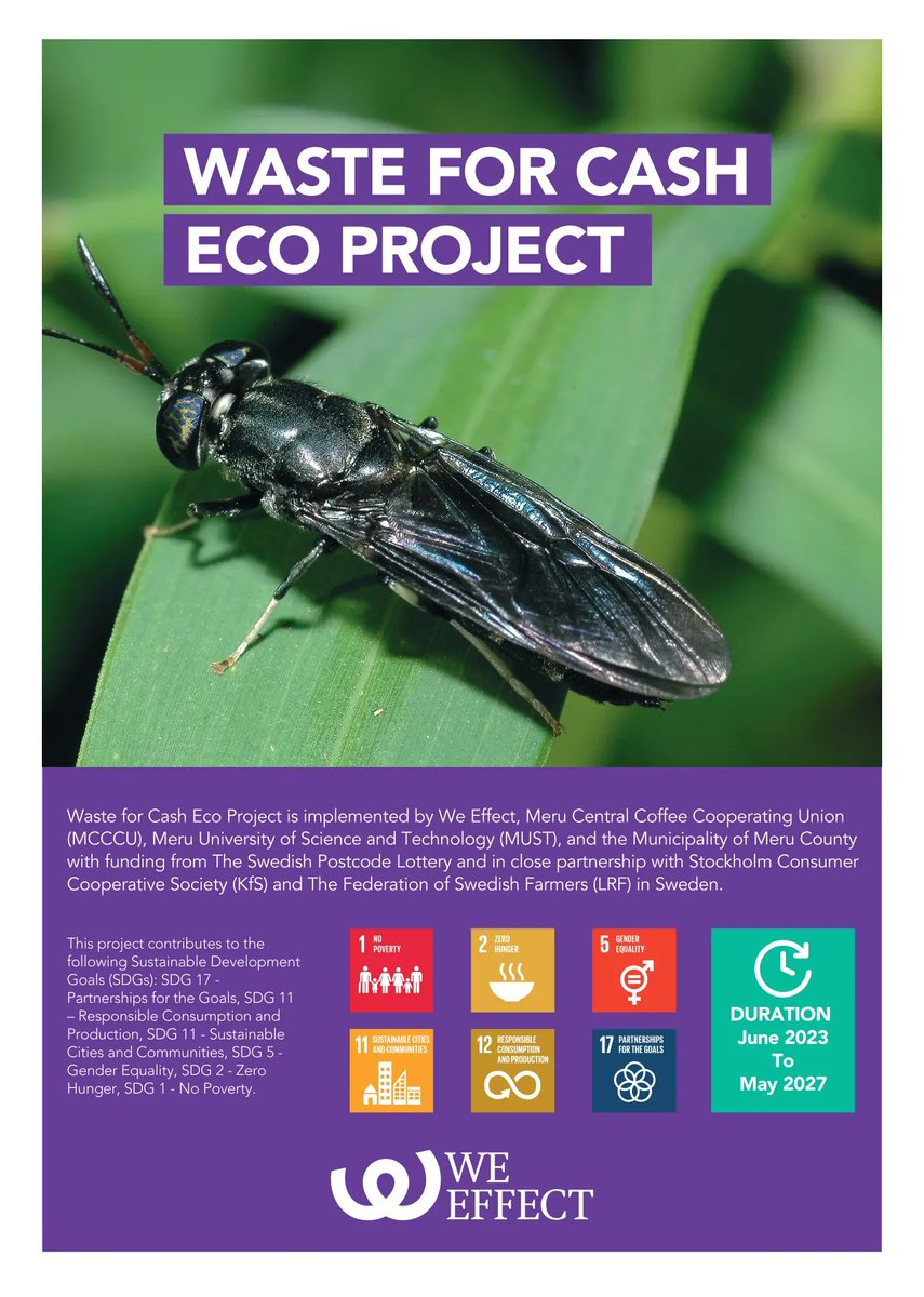 🌱Join us in making a difference with the Waste for Cash Eco Project🌏 
💡We're using innovative Black Soldier Fly technology to turn organic waste into valuable resources. The project will establish women-led waste cooperatives and create local jobs, benefitting communities🌿