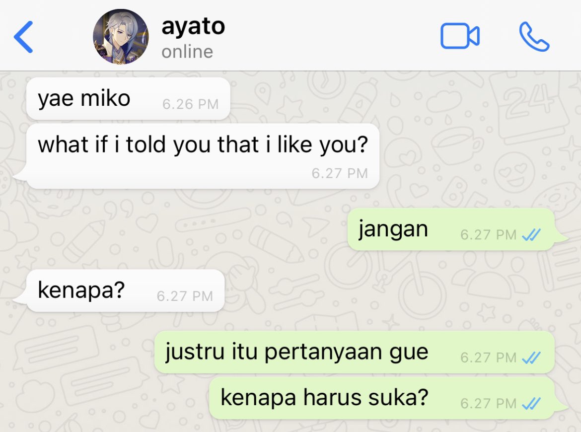 skykajuu's tweet photo. Perayaan pada Seseorang yang Tak Ingin Dirayakan — Yae Miko, Ayato #yaeyato

Genshin Impact lokal AU https://t.co/RxjEY0tS44