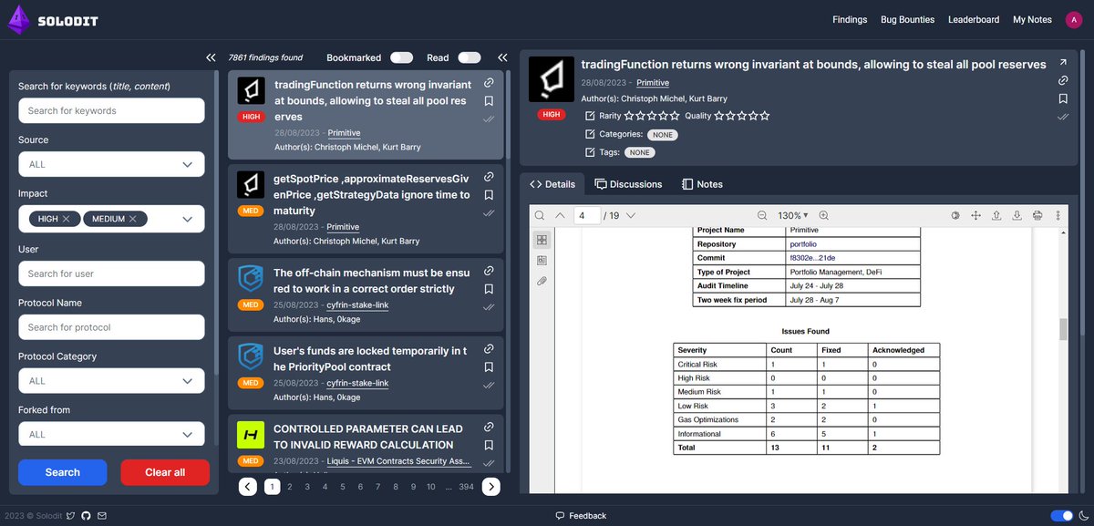 New Solodit update - we're making it better  🟪

Before:
-  Slow navigation system
-  Difficult to read findings pages
- Clunky UI

After:
- Smooth navigation through findings
- Redesigned findings page
- Hide filters panel to get more space for your findings

(1/2)