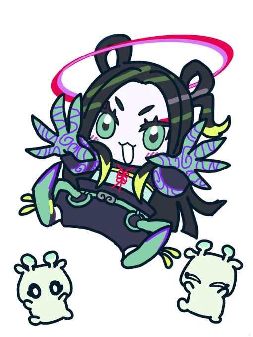 リクエストもらって描いたミニ鯖 ドラコー LA 太歳星君(&コンちゃん) エレちゃん