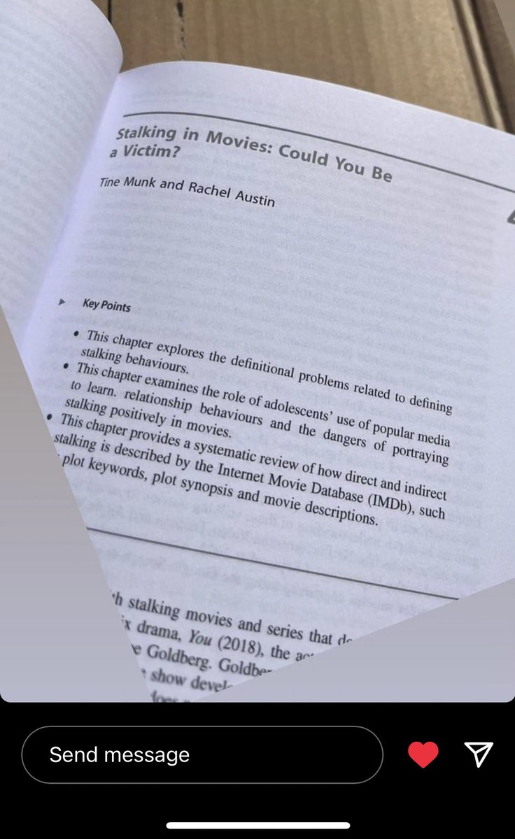 REAustin94's tweet photo. So proud that the book chapter titled: “Stalking in Movies: Could YOU be a victim?” that I co-authored on has finally been published 😅 https://t.co/rtDgqrJuvD
