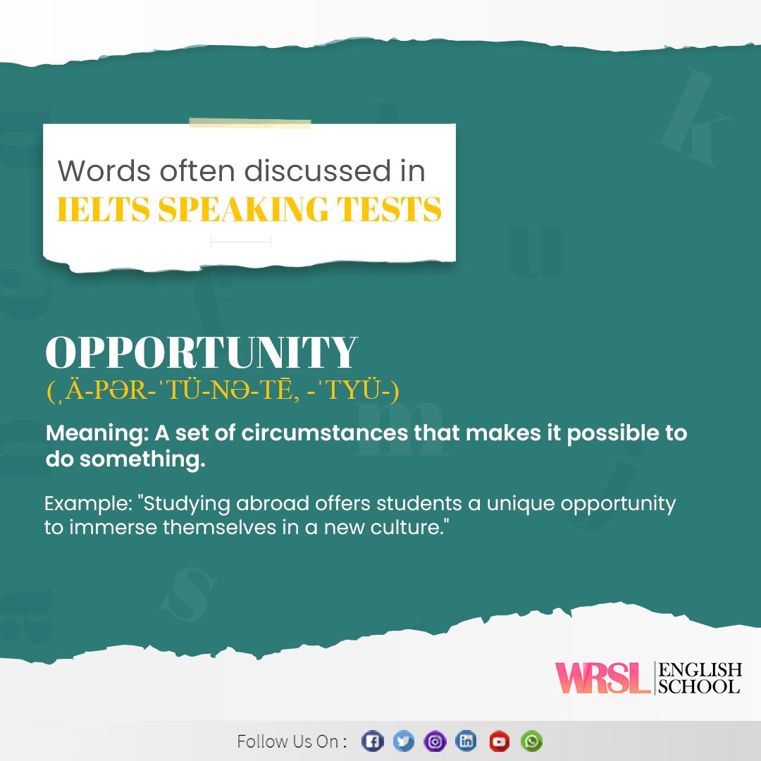 Strengthen Your Arsenal with Words in Focus.

#speakingtest #ieltsspeaking #ieltsprep #prepareforielts #leatnenglish #speakenglish #englishfluency #ieltstips #studyabroad #wrsl