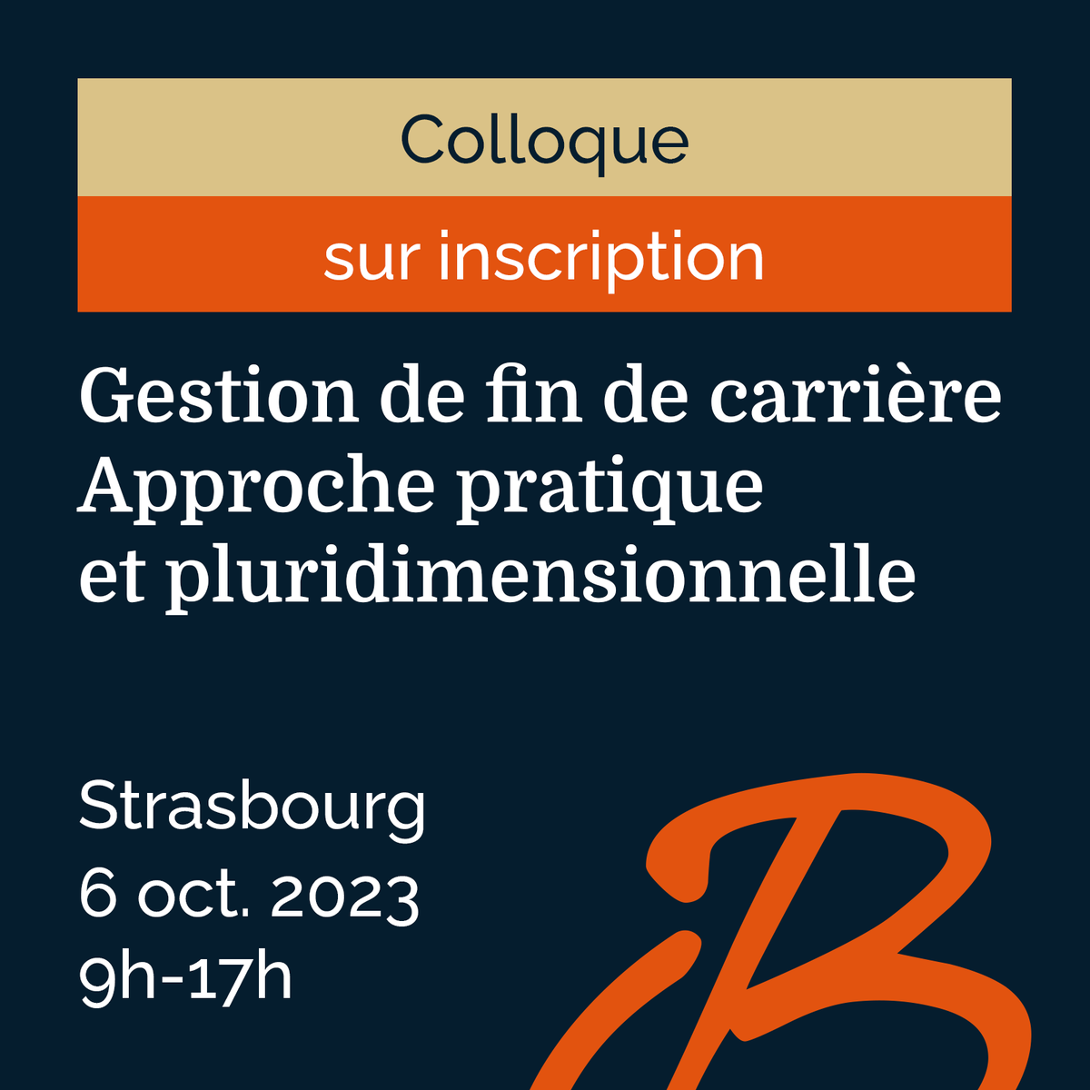 STD🚨
La #réforme des #retraites est entrée en vigueur et cela pose encore des questions.  

Pour vous éclairer💡et vous apporter des réponses, notre bureau de Strasbourg organise un #colloque le 6.10 sur la gestion de fin de carrière

+ d'infos 👉lnkd.in/gEUrtMT2