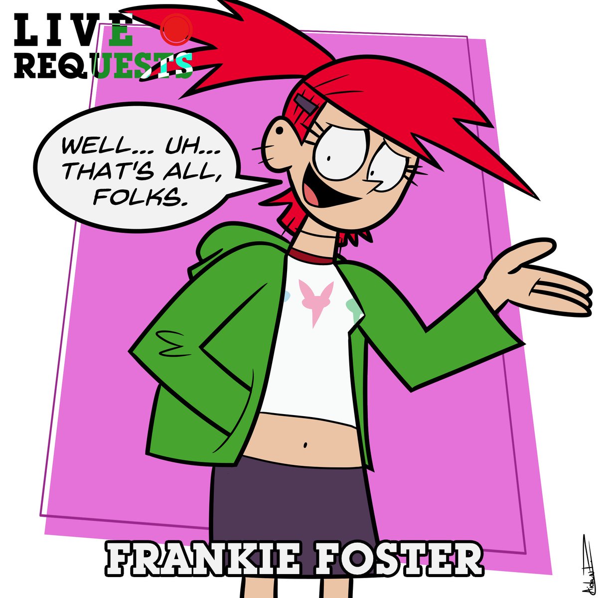 AidanDeFrehn's tweet photo. The final one. Finally! And itโs a character I love, too.
#FrankieFoster #FostersHomeForImaginaryFriends #LiveRequests #FanArt #ArtistOnTwitter https://t.co/BbZBk9ntIQ