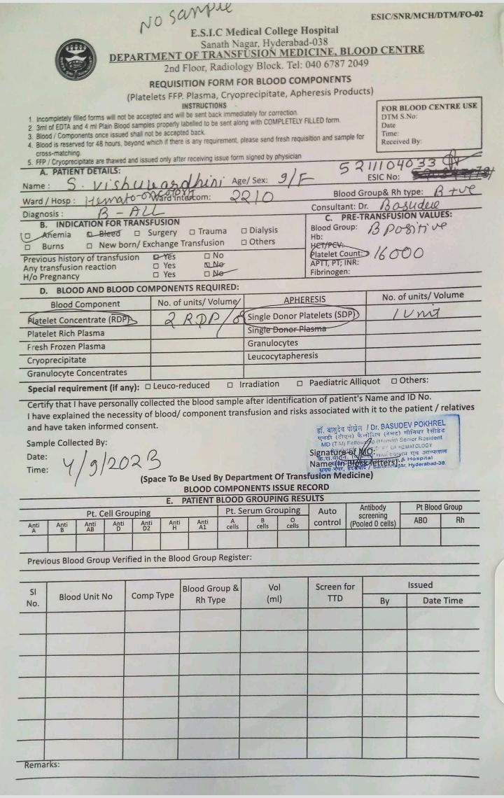 desa_vineeth's tweet photo. VERY URGENT B+ platelets REQUIREMENT❗

Name:S.Vishuvardhini
Age:9
Date: September 4th,2023 
Requirement-B+ve single donor or random donor platelets
Hospital : ESIC,Sanathnagar 
Contact- +91 94948 55949
@HiHyderabad @Hyderabad_Human  @hydblooddonors @hbdsofficial @BloodDonorsIn https://t.co/f5mWWE9Rqc