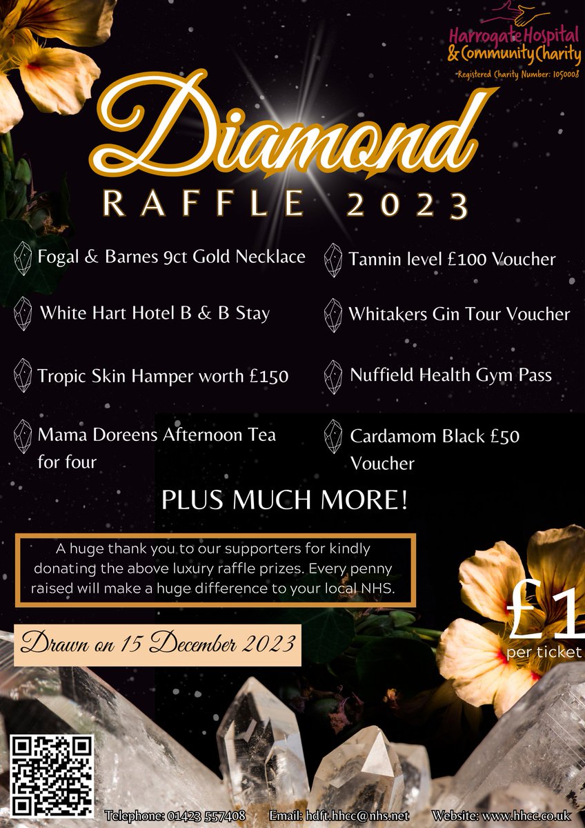 The HHCC and Volunteer Team are excited to announce the launch of our annual Diamond Raffle 2023!💎

There are some fantastic prizes to be won including a 9ct White Gold Necklace from Fogal &amp; Barnes.

Purchase your tickets now for £1 each - hhcc.co.uk/shop/hhcc-diam…