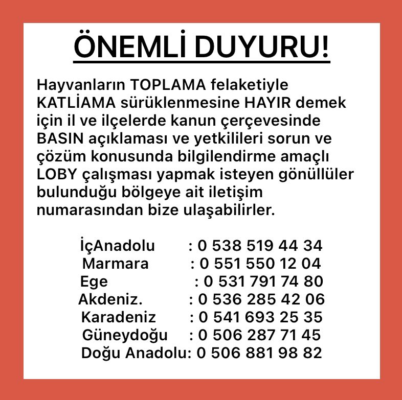 Sevgili Hayvan Severler, ✍️Milletvekilleri, İl İlçe Örgütleri ve Basın Kuruluşları ile görüşerek Sn.Nesrin Çıtırık’ın hazırladığı “Sahipsiz Hayvanlar İçin Tespitler ve Çözüm Bilgilendirme Raporunu” kendilerine vererek anlatınız. ✍️Rapora görseldeki numaralardan ulaşabilirsiniz.