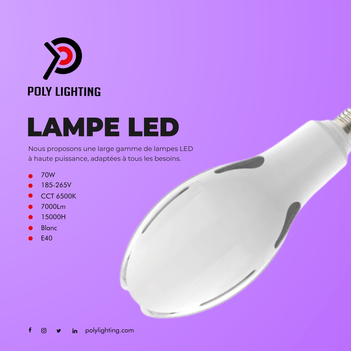 ▶️ LAMPE SPHERIQUE E40 SMD 70W
➡️➡️➡️ polylighting.net/fr/nouveautes/…