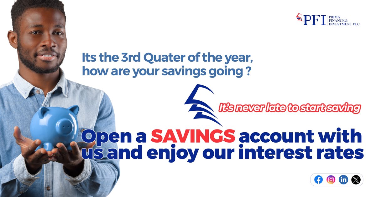 PrimaFi_LLC's tweet photo. The third quater of the year is about to round up and we know the question on your mind is “Howmuch have i saved” 

It’s never too late to start saving, you can open a savings account with us to earn and interesting rate when you save for a specific time. https://t.co/fIO2RtFfpN