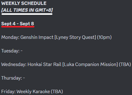 AgestVAOfficial's tweet photo. here's this weeks schedule after i dropped off the face of the earth last week 🙃 double hoyo this week cuz i got a flu and dont wanna speak too much https://t.co/jwplsKWNfA