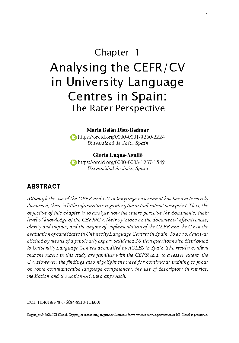 BelenDiezBedmar's tweet photo. #FineDesc publication alert! Thrilled to see this book chapter published with results from the @FineDesc project funded by @AgEInves #LanguageCentres #ACLES #raters #CEFR #CV https://t.co/INFCG3yHHi