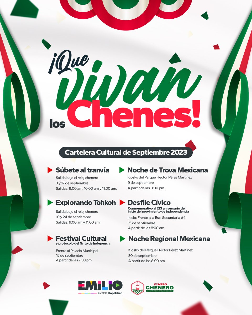 ¡Disfrutemos el orgullo de ser mexicanos! 🇲🇽

Conoce la cartelera especial del mes patrio y disfruta todos los eventos que tenemos preparado para ti.