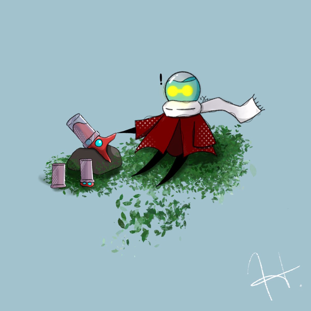 AmatrinePlays's tweet photo. Kye &amp; a Squim
#Procreate #illustration #indiegame #indiegamedeveloper #kye #squim #shattergame #IndieGameDev https://t.co/I51nb9m7Rs