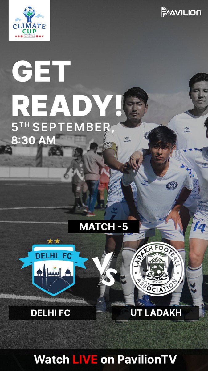 🌍⚽ Exciting clash in the #ClimateCup as @Delhi_FC goes head-to-head with @ladakhfootball1 in the 5th match tomorrow! 🔥 Let's see who can bring the heat on the field and make a difference for our planet. 🌿🌞 #FootballForChange #DelhiFC #UTLadakh