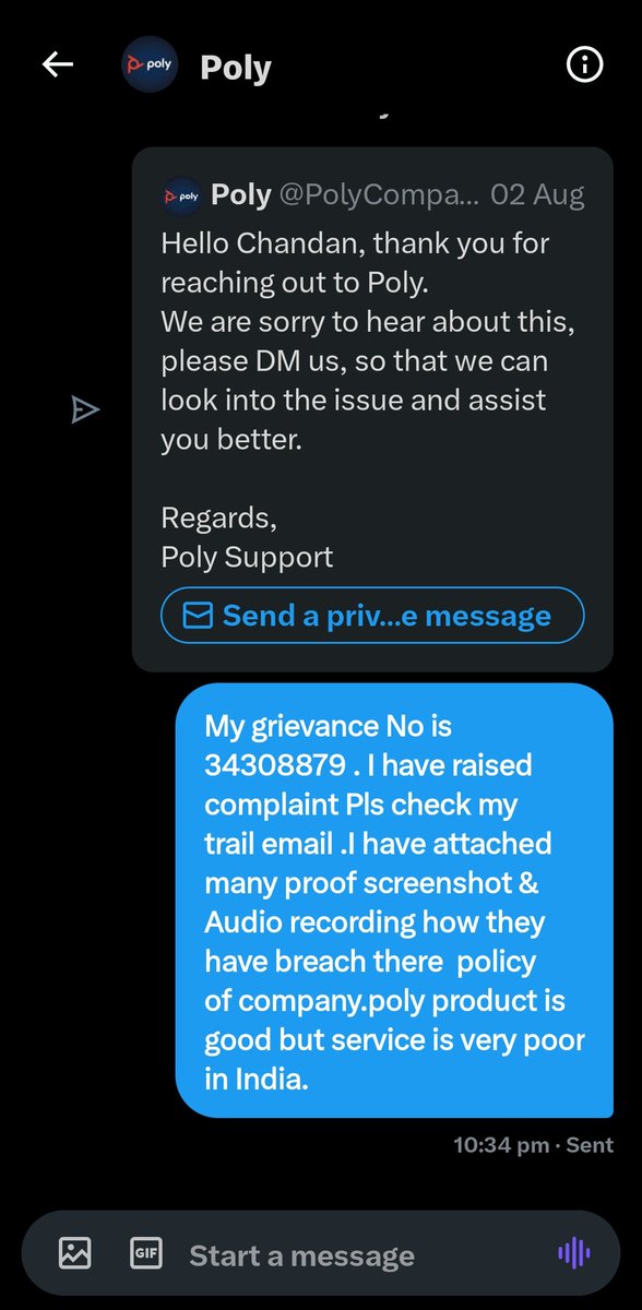 ChandanSamant's tweet photo. @PolyCompany Don't ever purchased poly product. Product is good but the service is very poor I have DM but their is no response from them. https://t.co/iopZnNiqJA