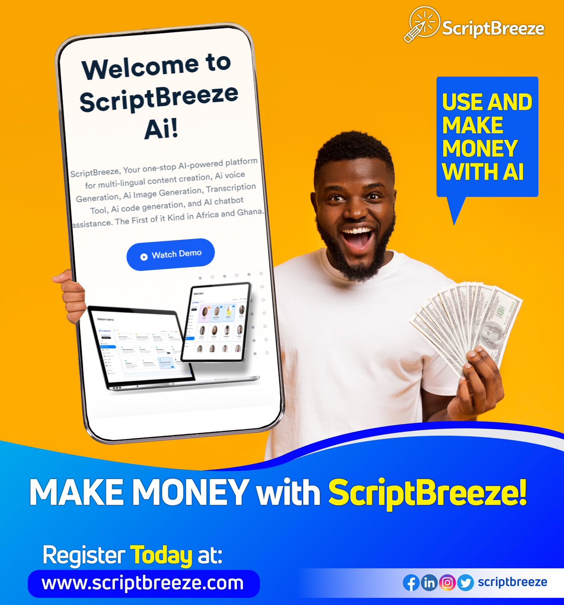 ScriptBreeze's tweet image. Did you Earn Money😳 by using ScriptBreeze Ai? 

Yes! Signup on our website for Free, go to the affiliate tab copy your affiliate link and share that with your friends.

You earn a 10% commission on each signup.

Visit scriptbreeze.com

#scriptbreeze  #affiliatemarketing