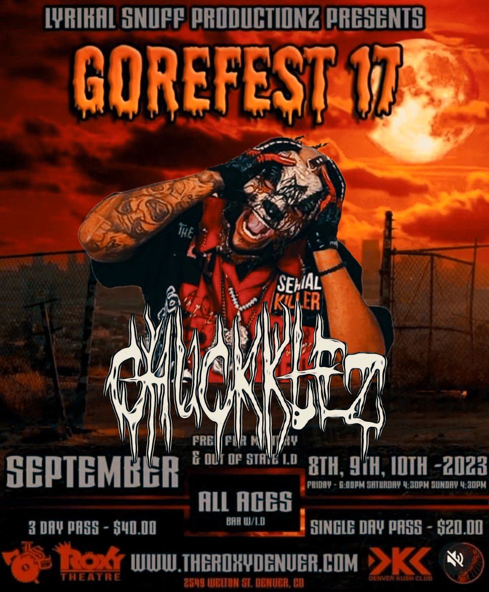 Chuckklez408's tweet photo. Unfortunately, my masked brotha in crime IR8 won't be able to make to #GOREFEST17 this weekend, but I'll still be performing LIVE on stage on Saturday night for him in mad spirits. So be prepared tho, because I'ma be bringing that #EvilShyt harder 4sho! See y'all this weekend. 😈 https://t.co/Vz1UQW4m1C