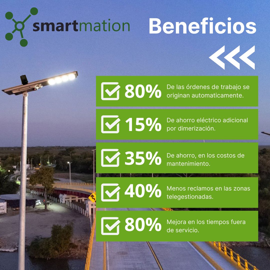 smartmation's tweet photo. Conoce los beneficios que produce adoptar la telegestion del alumbrado público. ➡️https://t.co/4t8Ucz8Azz https://t.co/puPlb7vH3o