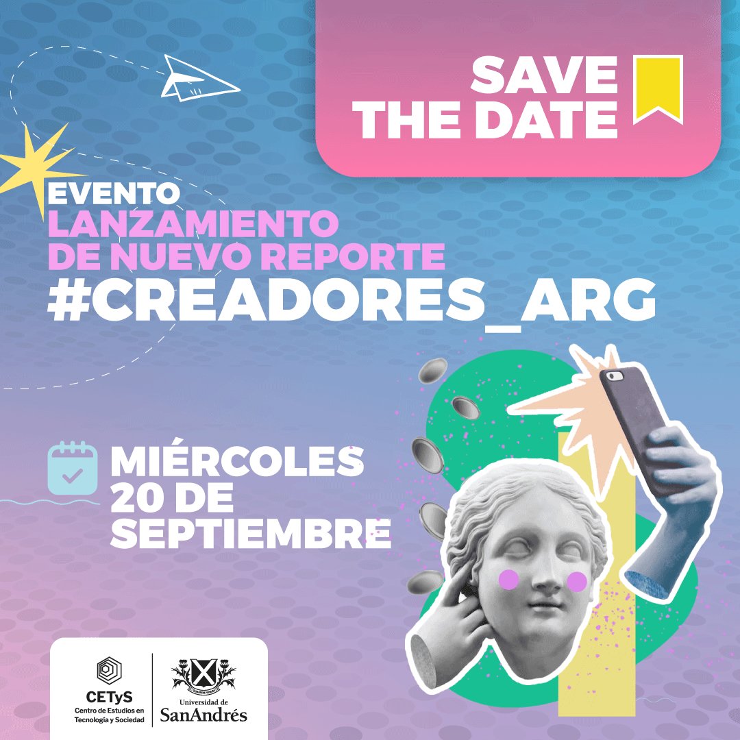 Muy entusiasmados con las primeras repercusiones de #creadores_ARG "Creadores y Plataformas de Contenidos en Argentina”, investigación comandada por <a href="/SebMCabello/">Sebastián M. Cabello</a>, @LexBustosFrati, <a href="/PilarHuppi/">Pilar</a>, #CarlaGebetsberger, <a href="/fefdelrey/">🌈 Delfina</a>, <a href="/YTrautman/">Yamila Trautman</a>.
Disponible online: cetys.lat/creadores/