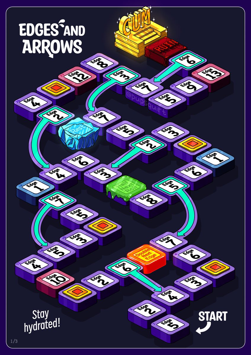 Welcome to Edges and Arrows! Edge your way along the path to make it to the CUM tile for release 💦 Check below for the manual and some bonus stuff✨⤵️