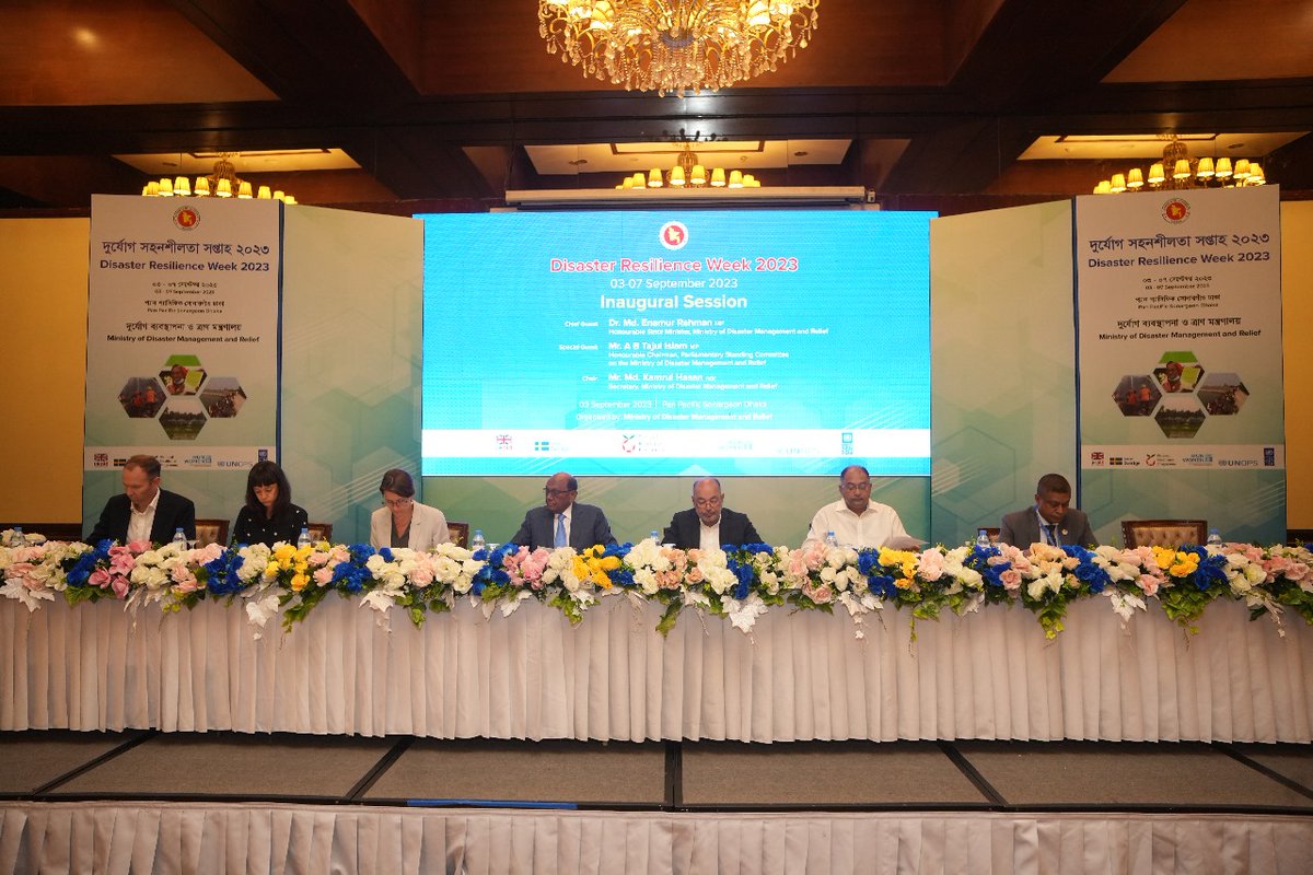 UNDP_BD's tweet photo. We are proud to host #DisasterResilienceWeek from 5-9 Sep along with π§π© government. This weeklong event aims to raise awareness about disaster risk reduction & resilience & showcase our joint efforts to build a more resilient future. https://t.co/tlNBRg1apI