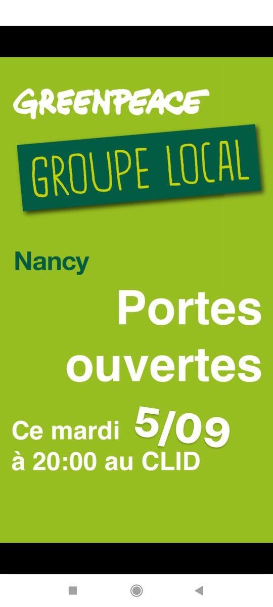 greenpeacenancy's tweet photo. C'est la rentrée 🚸
Le groupe local de Greenpeace Nancy 💚 t'ouvre ses portes
Au menu, une présentation de l'ONG et d'une partie de l'équipe. On parlera aussi actions à venir 🔥 https://t.co/3UK4O7udhM